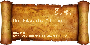 Bendekovits Adrián névjegykártya